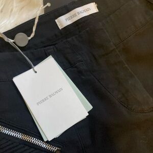 Pierre Balmain Women's Black Motorcycle Skinny Jeans